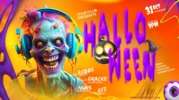 Orange 3d Halloween Party Digital Display (16:9) template