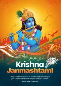 Oranje Krishna Janmashtami A6 Template