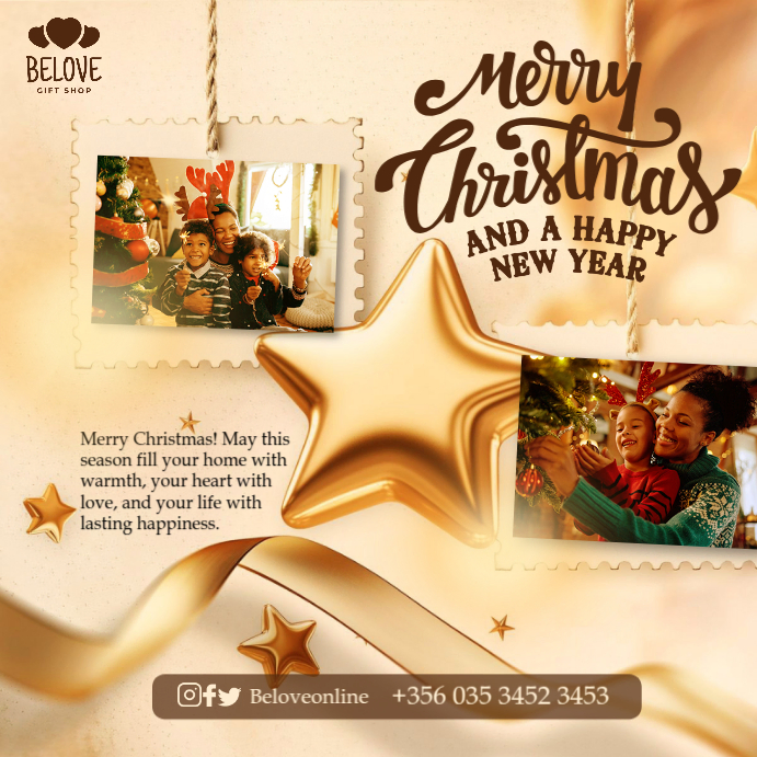 Copy of Orange 3D Maximalist Merry Christmas Poster Design For Social ...