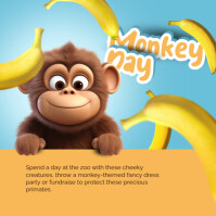 Orange Monkey Day Instagram 帖子 Template