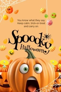 Orange 3d Spooky Halloween  Poster Affiche template