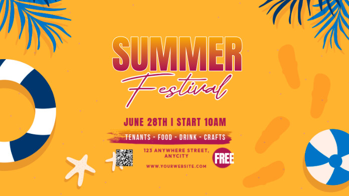 Orange 3d Summer Festival Pos Twitter template