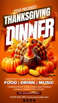 Orange 3d Thanksgiving Dinner Instagram Story Instagram-verhaal template