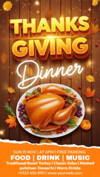 Orange 3d Thanksgiving Party Facebook Story template