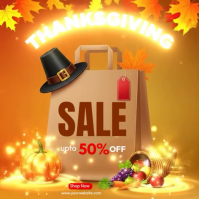 Orange 3d Thanksgiving Sale  Instagram Post template