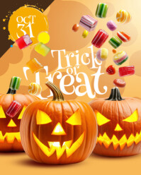 Orange 3d Trick Or Treat Instagram Portrait template
