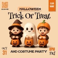 Orange 3d Trick Or Treat Instagram Post template