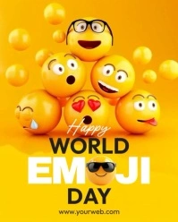 Orange 3d World Emoji Day Instagram Portrait template