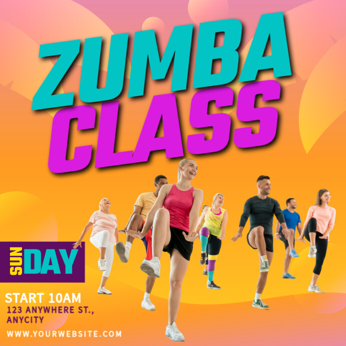 Orange 3d Zumba Classes Persegi (1:1) template
