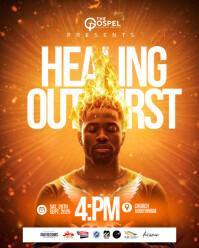 Orange Abstract Church Revival Flyer  Instagram Portrait template