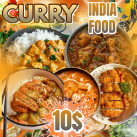 Orange Abstract Curry India Food Instagram Post template