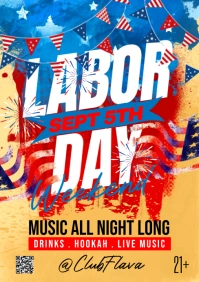 Orange Abstract Labor Day A5 template
