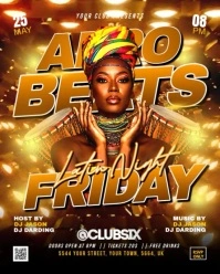 Orange Afro Beats Latin Night Party Video Flyer Instagram Portrait template