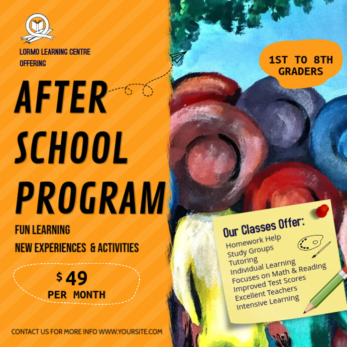 Orange After School Program Ad Template PosterMyWall
