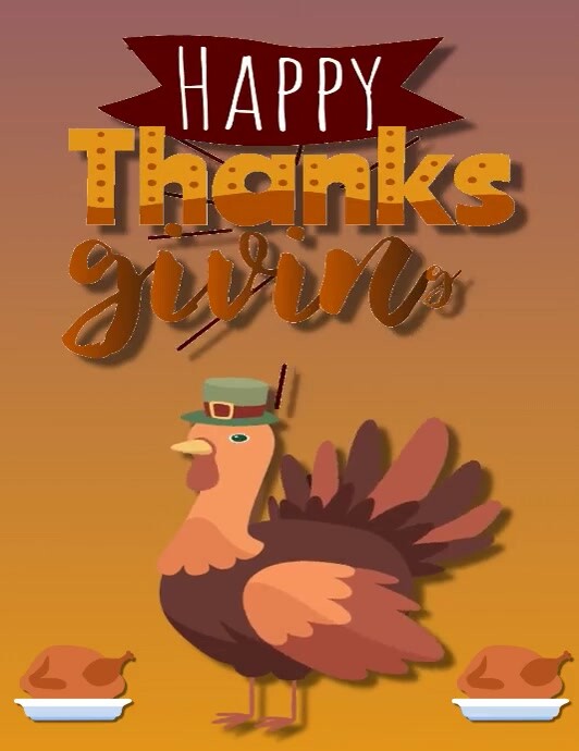 Orange Alegre  Happy Thanksgiving Volante (carta Us) Pamflet (VSA Brief) template