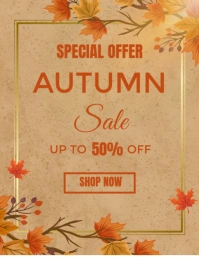 Orange and Beige Vintage Autumn sale Flyer Volante (Carta US) template