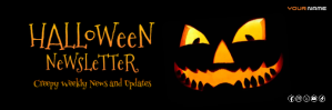 Orange and Black Dark Scary Pumpkin Halloween Newsletter Email Header 电子邮件标题 template