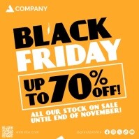 Orange and Black Friday Sale Promo Template Up to 70% Off Instagram Ad