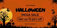 Orange and Black Halloween Sale Banner | Mega Sale Halloween Banner Design | Business Banner template