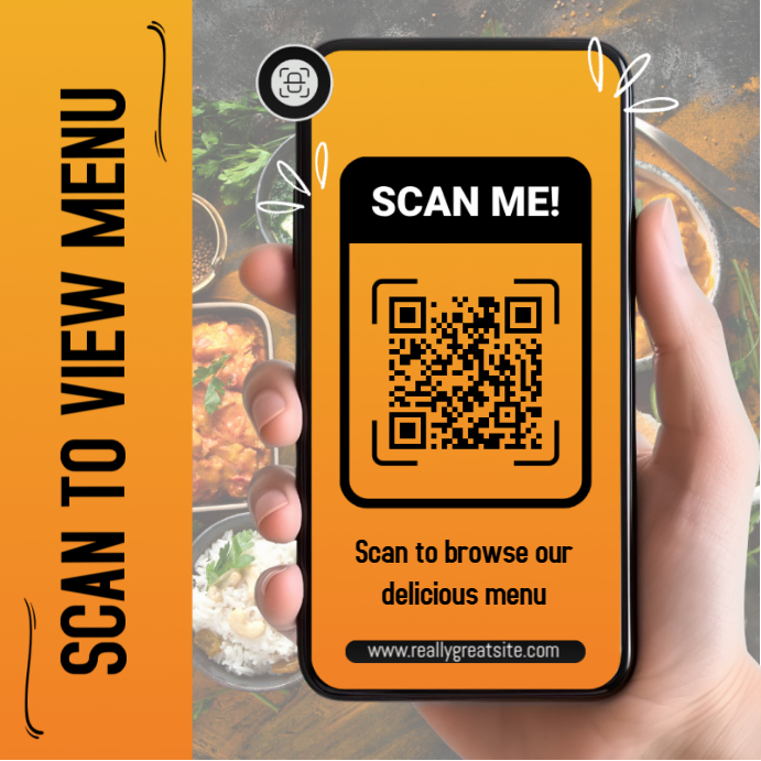 Orange and Black Modern Scan QR Code Instagram Post Template | PosterMyWall