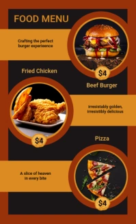 Orange and Black Simple Modern Fast Food Menu US Legal template