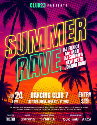 Orange and Purple Sunset Beach Vibes Summer Party Poster Template (Us Letter)