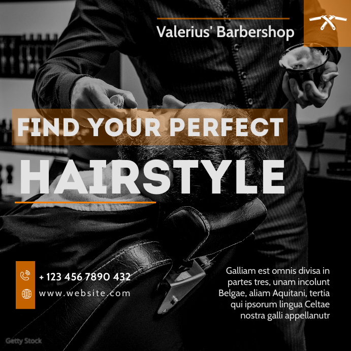 orange and white instagram post barber shop a Template PosterMyWall