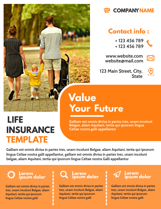 Life Insurance Design orange and white life insurance design templa Template | PosterMyWall