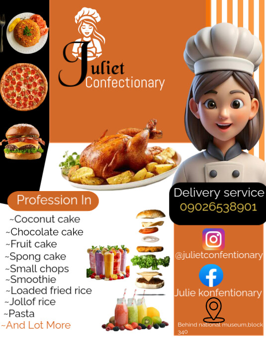 Orange  and white List-based menu advert  Flyer template