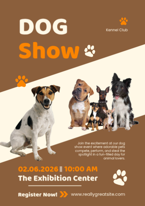 Orange Annual Dog Show Event Poster Template A2 | PosterMyWall
