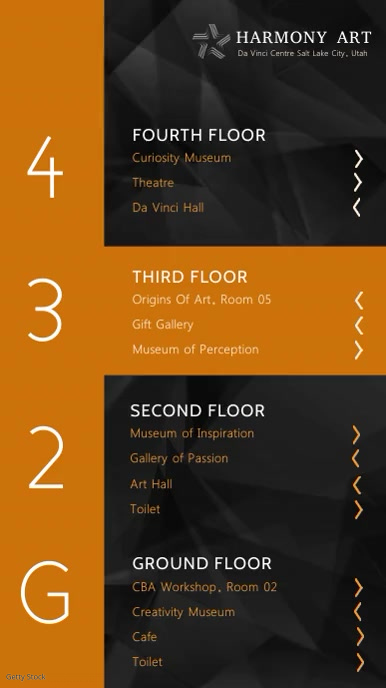 Orange Art Exhibition Directory Digital Signage