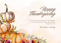 Orange Autumn Happy Thanksgiving Card A6 template