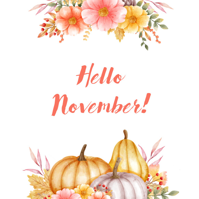 Copy of Orange Autumn Hello November Instagram Post | PosterMyWall