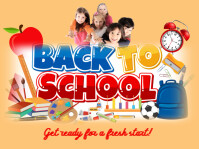 Orange  Back To School , School Supplies Yard Sign template