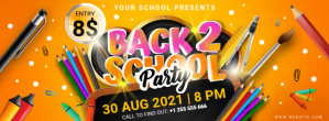 Orange Back to School Party Facebook-Cover Template