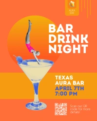 Orange Bar Drink Night Illustration Post Instagram Portrait template