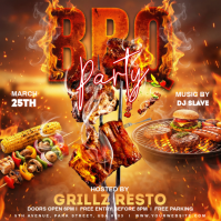 Orange BBQ Party Instagram Post template