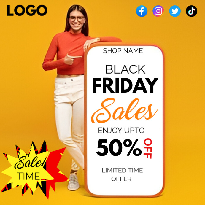 Orange Blach Friday Instagram Post Template PosterMyWall