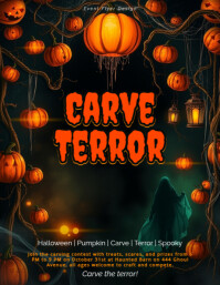 Czarny Halloween Carving Contest Ulotka Template