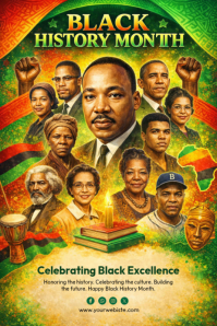 Orange Black History Month Banner 4' × 6' template