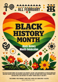 Orange Black History Month Celebration A5 template