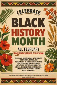 Orange Black History Month Celebration Pinterest Graphic template