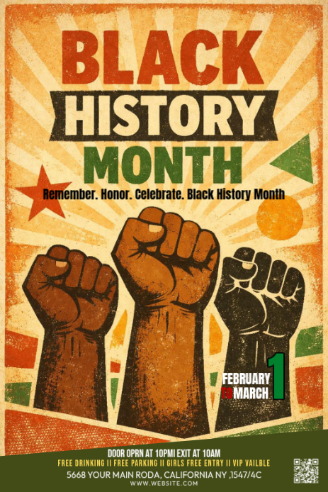 Orange Black History Month Celebration Pinterest Graphic Template ...