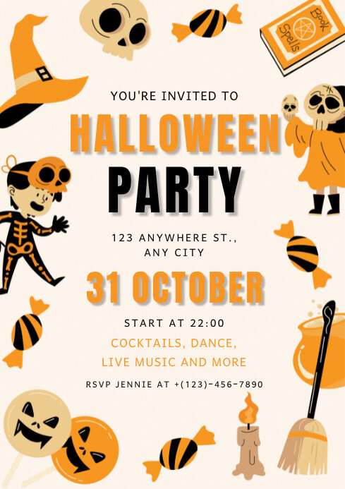 Copy of Orange Black Playful Illustrative Halloween | PosterMyWall
