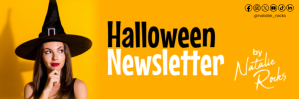 Orange Black Witch Joyful Halloween Newsletter Email Header Template ส่วนหัวอีเมล