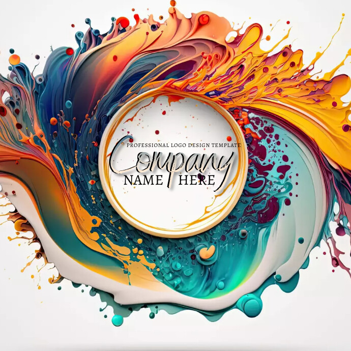 Abstract Maker Dee Sign ORANGE BLUE ABSTRACT PAINT LOGO DESIGN MAKER Template | PosterMyWall
