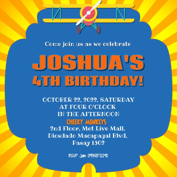 orange blue birthday invite Template PosterMyWall
