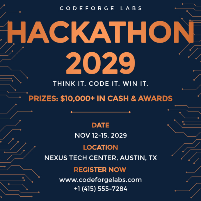 Hackathon Poster Example Black Hackathon Event Square Template | PosterMyWall