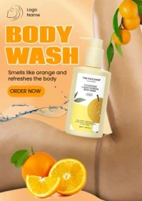 Orange Body Wash Ads A4 template