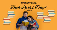Orange  Book Lovers Day , International Book Lovers Day Facebook Shared Image template